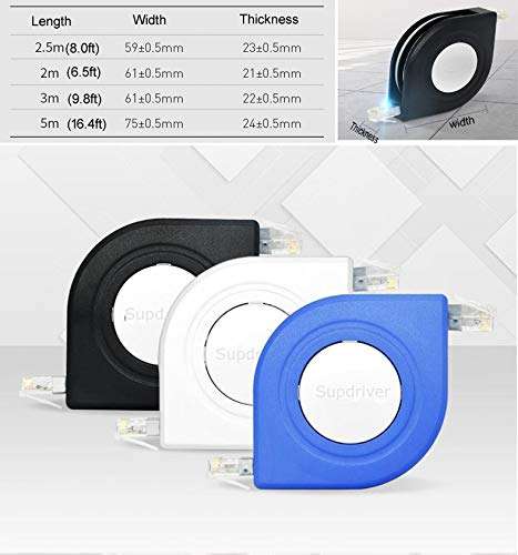 3 Meters Cat6 10Gbps Retractable Ethernet Cables Flat LAN Network Cable Extender Flat Ethernet Cord 9.8ft 3m (3meter, Silver) 3