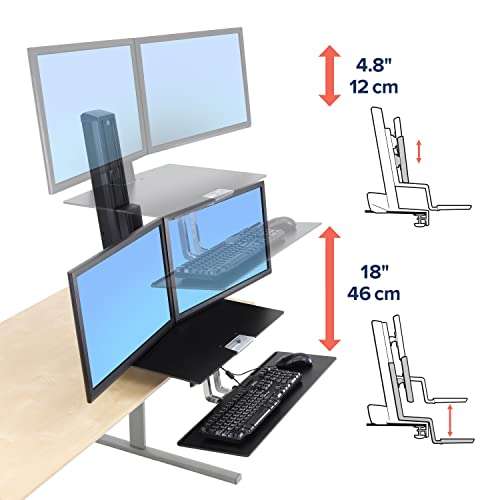 Ergotron – WorkFit-S Dual Monitor Standing Desk Converter, Sit Stand Workstation for Tabletops – with Worksurface, Black 4