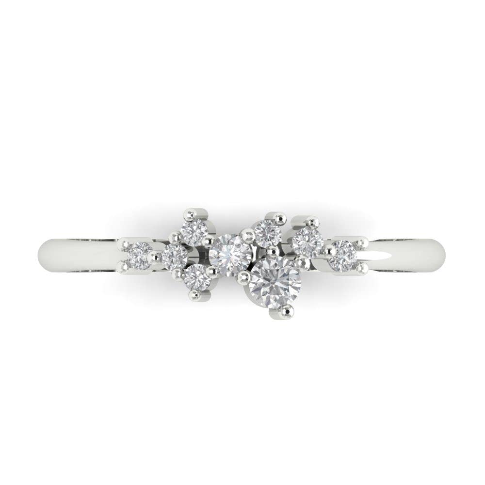 Clara Pucci 0.17Ct Round Cut Synthetic Moissanite 18K White Gold Engagement Wedding Stackable Band SZ 3.5 1