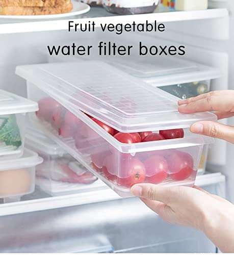 Divyabhav® Food Storage Containers with Removable Drain Plate Tray Plastic Stackable Freezer Storage Containers airtight lid Fresh for Storing Fruits, Vegetables, Meat, Fish etc ( PACK OF - (2) 5