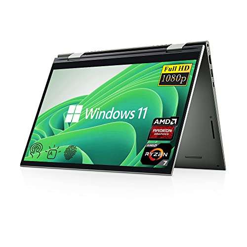 DELL Inspiron 7415 2-in-1 Touchscreen Laptop, 14" Full HD, AMD Ryzen 7 5700U (8 cores), 64GB RAM, 2TB PCIe SSD, HDMI, WiFi 6, FP Reader, Backlit KB, Windows 11 Home, Pebble Green 1