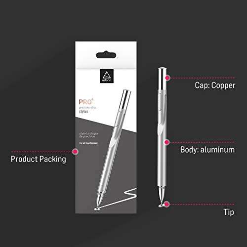 Adonit Pro 4 (Silver) Luxury Capacitive Stylus Pen, High Sensitivity Fine Point and Precision,Stylus for iPad, Air, Mini, Android, iPhone, Samsung, Other Touch Screens, Compatible for All Touchscreens 2