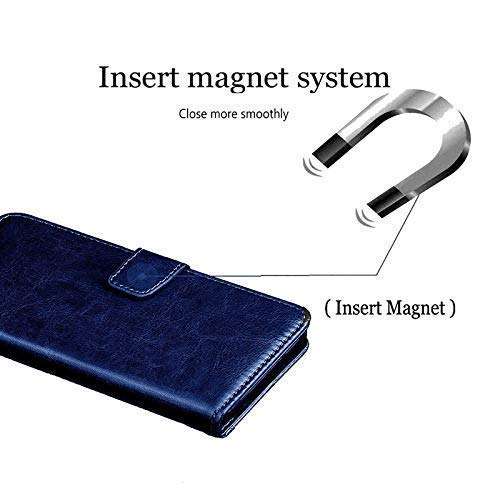 Nkarta® Genuine Leather Finish Flip Cover Back Case for Mi 10i|Inbuilt Stand & Inside Pockets| Wallet Style | Magnet Closure (Blue) 4