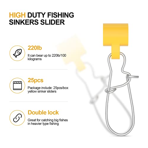 FREGITO 25PCS Fishing Line Sinker Slides Duo Lock Snaps High Strength Stainless Steel Heavy Duty Sinker Weights Connector with Duo Lock Snaps 4