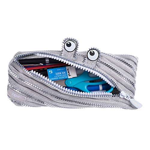ZIPIT Monster Pencil Case for Kids | Pencil Pouch for School, College and Office | Pencil Bag for Boys & Girls (Silver) 3