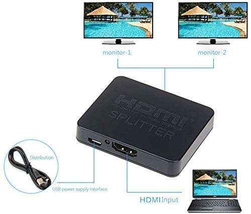 Tobo 4K 2K HDMI Splitter 1 x 2, 1 Input 2 Output HDMI Amplifier Switcher Box Hub Support 4KX2K 3D 2160p 1080p with USB Power Cable - TD-442H 6