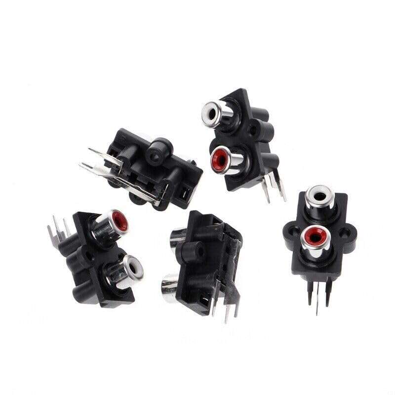 5PCS Panel PCB Mount 2 Way RCA Female Jack Audio Connector Socket Stereo 1