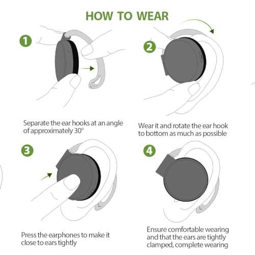 BEVCEFCC Open Ear Clip Wireless Earbuds Bluetooth Headphones with Earhook Over Ear Earbuds Headset Clip on Earphones Wireless Bluetooth Headphones for Home 6