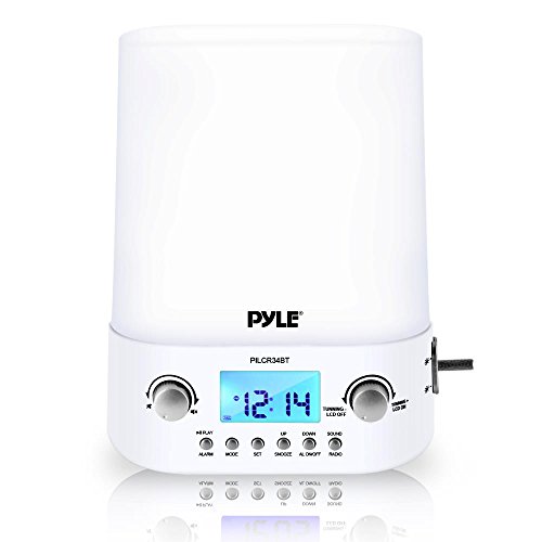 Pyle Bluetooth Radio Alarm Clock - Built-in Speakers Time Date Display LED Light Lamp Sunrise Sunset Deep Sleep, Relaxation, Meditation includes Power Adapter - PILCR34BT_0 2