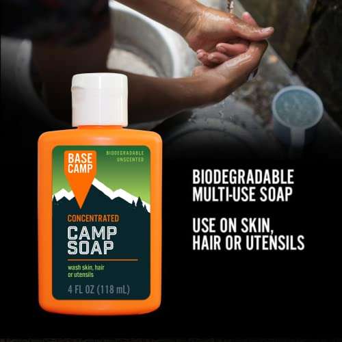 Dead Down Wind Base Camp Biodegradable Camp Soap | 4 Oz Bottle | Multipurpose Environmentally Safe Concentrated Cleaner | Use as a Body Wash or Dish Soap | All Natural Hunting & Camping Soap Orange 3