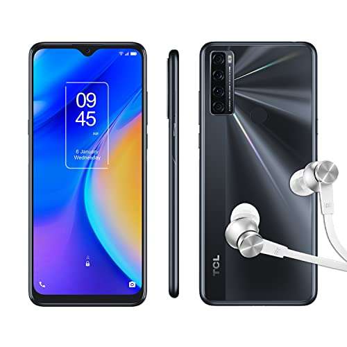 TCL 20 SE Android 11 Smartphone Unlocked Cell Phone 6.82” HD+ Display 4GB+128GB 5000mAh 48MP Quad Camera Dual Speakers Octa-Core US Verison 4G Compatible for AT&T T-Mobile (Nuit Black) 2