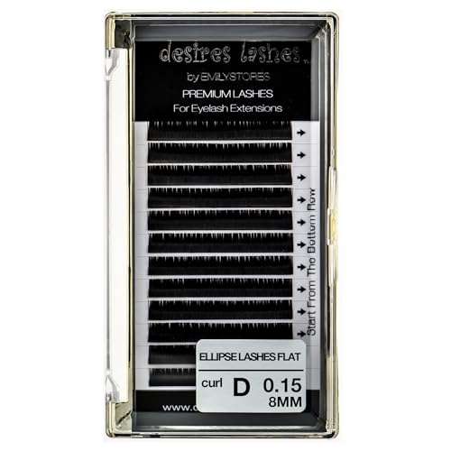 Ellipse Lashes 0.15mm Flat Thickness D Curl Length 12mm Eyelashes Extensions Single Size For Lash Extension(Ellipse,Flat0.15,D,12mm) 1