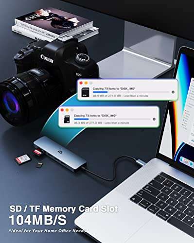USB C Hub, 6 Ports Type C Hub Adapter with 4K HDMI, USB 3.0/2.0 Ports, SD/TF Card Reader, Dual Display USB C Multiport Adapter Dongle for USB C Laptop and Tablet, ohter Devices 5