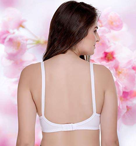 Sona Women's Cotton Minimiser Nursing Bra (FEEDINGBRA-04-SKIN-WHT-PINK-95B_Skin-wht-Pink_38) 5