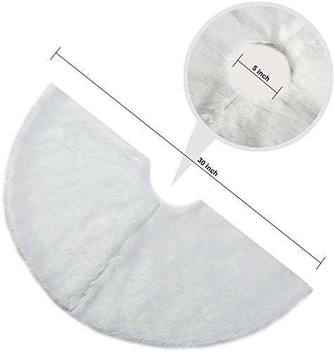 NANNY HIDDEN Christmas Tree Skirts, Luxury Faux Fur White Christmas Tree Skirts for Xmas Tree Decorations Party Home Office Holiday Décor (30 inch) 4