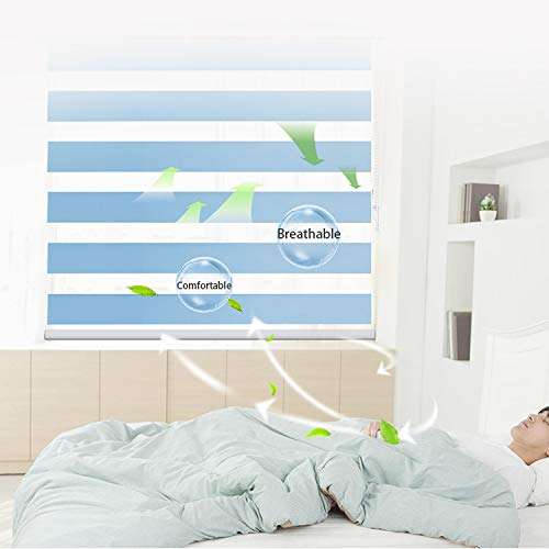 Roller ZEBRA Blind for Windows Dual Layer Zebra Roller Shades Light Filtering Sheer Window Treatments Privacy Light Control for Day and Night Color BLUE W154XH160CM 4