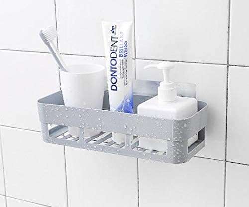 VARTI Multipurpose Plastic Bathroom Kitchen Office Organize Shelf Rack Shower Corner Caddy Basket with Strong Adhesive Magic Sticker (1Pcs) 3