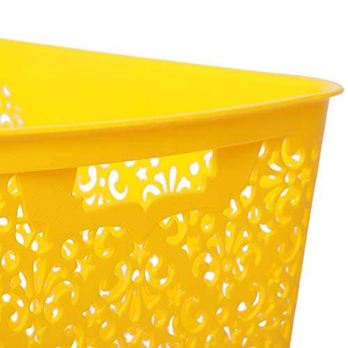 Cutting EDGE Turkish Baskets Bin with Lid for Laundry Organization, Kitchen, Baby/Kids Clothes, Diaper, Medicine, Toys Organizer with Handle (41.7X32.7X25.5, Yellow) 4