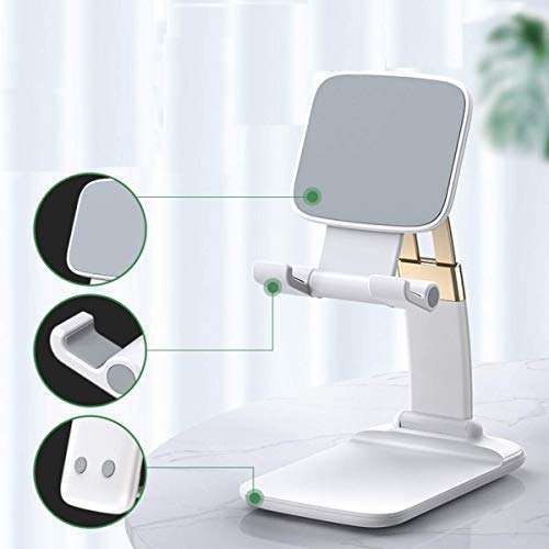 KPNG Foldable Cell Phone Stand, Fully Foldable Angle Height Adjustable Phone Holder Stand for Desk,Cradle,Desktop Tablet Stand Compatible with All Smartphones/iPhone/iPad/Tablets/Kindle (White) 2