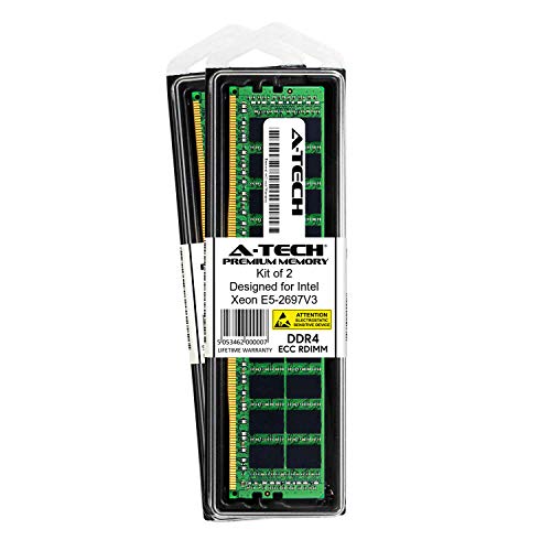 A-Tech 64GB Kit (2 x 32GB) for Intel Xeon E5-2697V3 - DDR4 PC4-21300 2666Mhz ECC Registered RDIMM 2rx4 - Server Memory Ram (AT360719SRV-X2R6) 2
