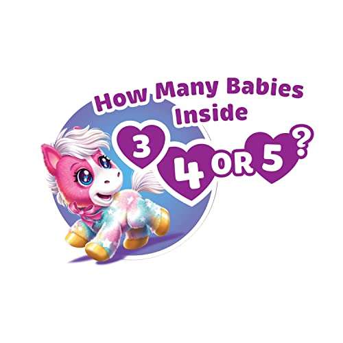 Unicorn Surprise 14-inch Licorice Stuffed Animal with Unicorn Babies, Star Pattern, Kids Toys for Ages 3 Up by Just Play 4