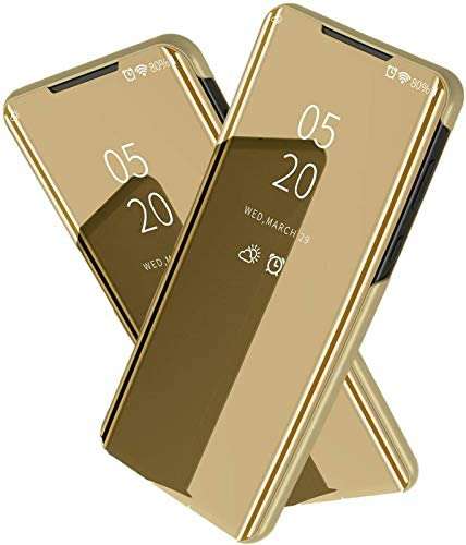 ConnectPoint Samsung Galaxy M22, Flip Cover, Ultra Slim Clear View Cover Flip Case for Samsung Galaxy M22 4G - Gold 3