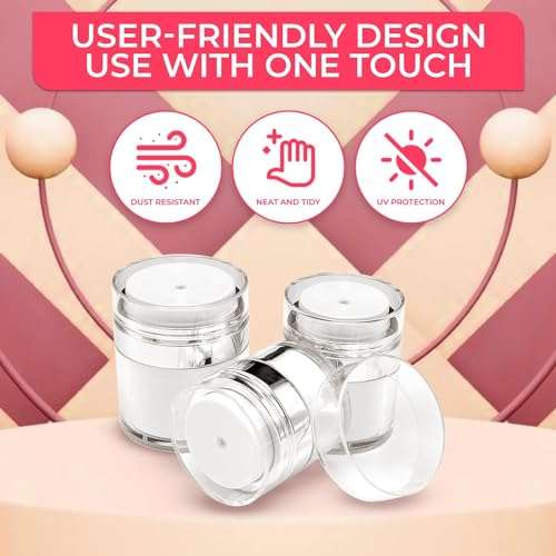 BRONZ 1.7 Oz Airless Pump Jar, Refillable Moisturizer Container Vacuum Bottle with Lid, Travel Size Leak Proof Empty Container with Moisturizer Pump Dispenser for Makeup Lotion 4