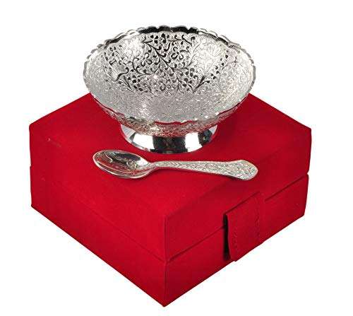 Crafts King Silver Plated Single Bowl Set with Awesome Gifts Box - 2 Pieces Set of 5 3