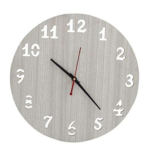 Mishrit 12 Inches Round Wooden Wall Clock Battery Operated,Wood Pointer & No Glass Cover ( by Mishrit ) Clock 174 1