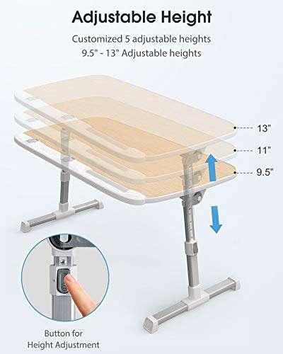 AboveTEK Laptop Desk for Bed, Portable Laptop Table Tray with Foldable Legs, Height Adjustable Foldable Laptop Desk for Eating Working, Computer Tray for Bed Couch, Gifts for Men Women Husband Birch 3