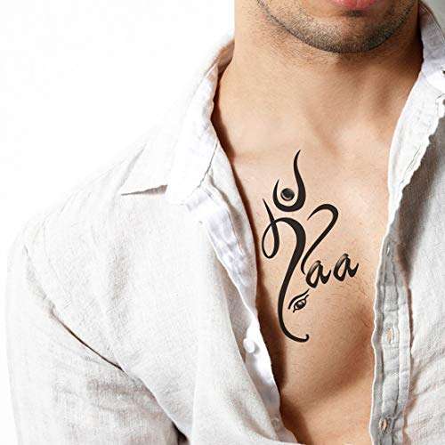 Voorkoms Temporary Tattoo Waterproof For Girls Men Women Beautiful & Popular Water Transfer 3D Maa (Mom) Design Like Lord Ganesha 10.5 CM x 6CM - 1PC 2