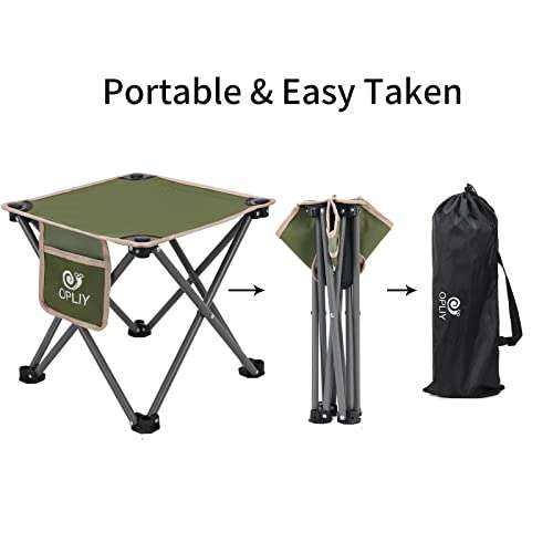 Opliy Camping Stool, Folding Samll Chair Portable Camp Stool for Camping Fishing Hiking Gardening and Beach, Camping Seat with Carry Bag (Green, L 13.5") 3