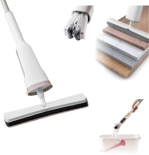 HABINO Squeeze Butterfly Mop: Versatile Floor Cleaning Tool with Squeeze Mechanism, Adjustable Handle, and Microfiber Pad Ideal for Hardwood and Tile Floors, Includes Bucket and Wringer 1