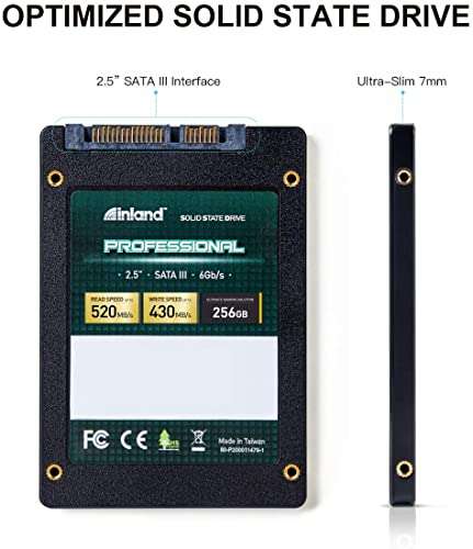 INLAND Professional 3 Pack 256GB SSD SATA III 6Gb/s 2.5" 7mm TLC 3D NAND Internal Solid State Drive (3x256GB) 2