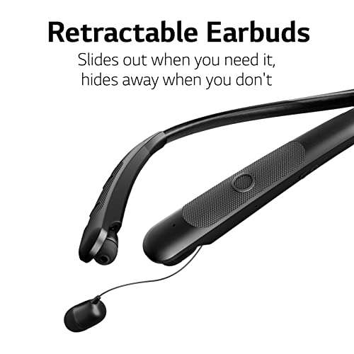 LG TONE Wireless Stereo Headset with Retractable Earbuds NP3, Black, Small 3