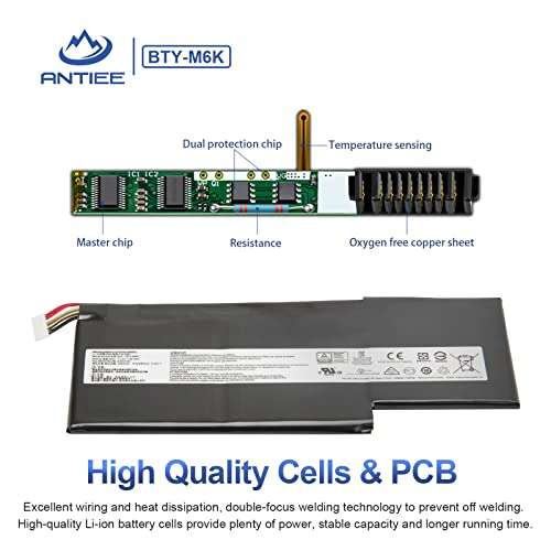 ANTIEE BTY-M6K Laptop Battery Compatible with MSI GS63VR 7RG Stealth Pro,GF63 Thin 8RB 8RC 8RD 9SC 9SCXR,GF75 Thin 3RD 8SC 8RD 8RC 8RX 9SC,GF65 Thin 10SDR 9SEXR 9SD,GS73 8RF MS-16K3 MS-16W1 MS-16R1 3
