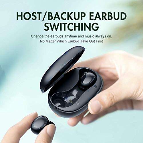 HAVIT - Most Compact & Comfortable TWS Bluetooth Earbuds with Wireless Charging Case, Binaural Sound, Touch Control, Deep Bass (i95) Black 2