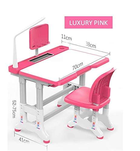 IRIS Ergonomic Kids Desk and Chair Set - Height Adjustable - Eye Protection Lamp for Study Room (Pink) 2