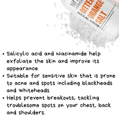 Nina Dorada Bitter Orange Body Wash with 2% Salicylic Acid and Niacinamide | Anti Acne Shower Gel | For Dark Spots and AND Blemishes | De stress with Himalyan Salt 5