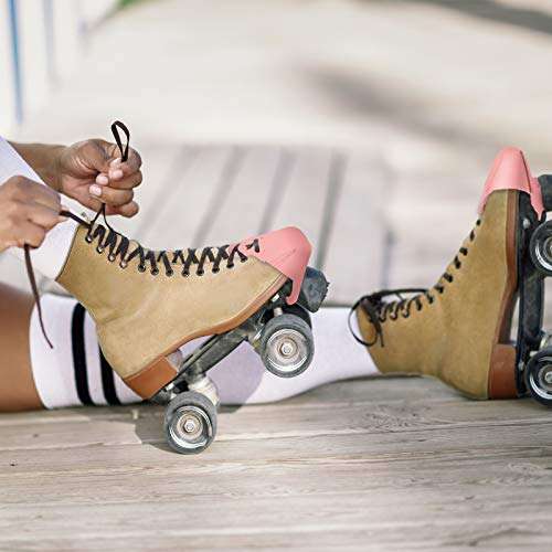 2 Pieces Roller Skate Toe Guards Artificial Leather Toe Guards Protectors for Quad Roller Skate (Pink,Solid Pattern) 6