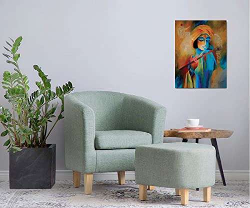 Namaste Home - Canvas Painting - Krishna Mohan - Indian God Religious - Modern Art Canvas Painting for Home and Office Decoration Wall Painting Without Frame (Fabric, Size 17X21 Inches,Multicolor) 6