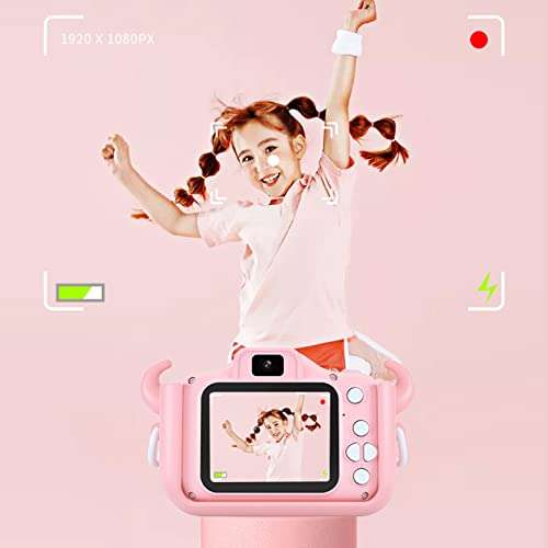 SLSFJLKJ Video Camera for Children with Fun Games, Kids Digital Camera with Special Effects, Rechargeable Battery, Ideal for Boys and Girls Age 3 4 5 6 7 8 9 10 Year Old (Blue Cat 8G) 2