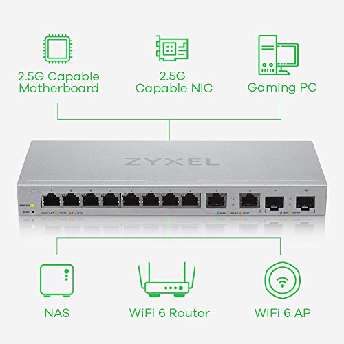Zyxel 12-Port Multi-Gig Switch | Web-Managed | 2x 2.5G + 2x 10G SFP+ Ports | Desktop or Wall Mount [XGS1210-12] 5