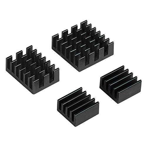 REES52 Heatsink for Raspberry Pi 4 Model B - Pack of 4 PCs - Raspberry Pi heatsink (Black) 1