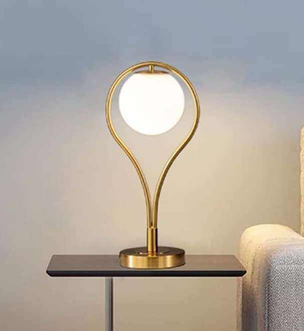 NKMD Mid Century Modern Table Lamp with Milky White Glass lampshade Antique Racket Design Contemporary Night Lamp for Bedside Bed for Living Room & Study/Office Table(Bulb Included) 1