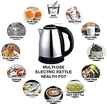 BHPK ENTERPRISE Stainless Steel Electric Kettle Tea Kettle & Hot Water Boiler Electric Kettle for Hot Water Tea Coffee Making Milk Boiling Water Heater 2.0 Litre Kettle 5