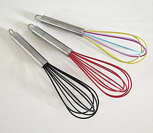 Stainless Steel Premium 10-Inch Silicone Flat Whisk (Black) 4