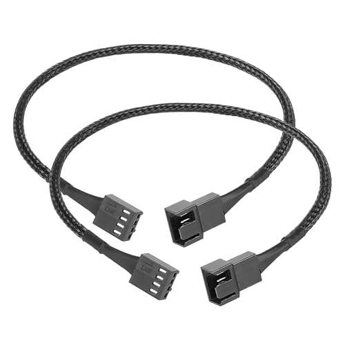 PWM 4 Pin Fan Extension Cable 2-Pack，12 Inches PC Fan Extension Cable, Black 1