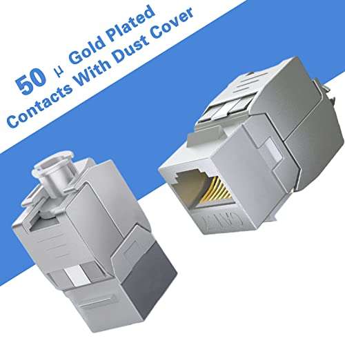 CAT7 Keystone Jack Shielded Zinc-Alloy RJ45 Tool-Free Coupler (5 pc) 2