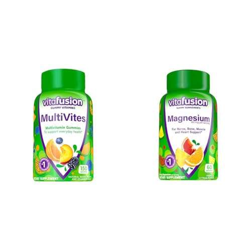 Vitafusion MultiVites Gummy Multivitamins for Adults with 12 Vitamins and Minerals & Magnesium Gummy Supplement, 60ct 1